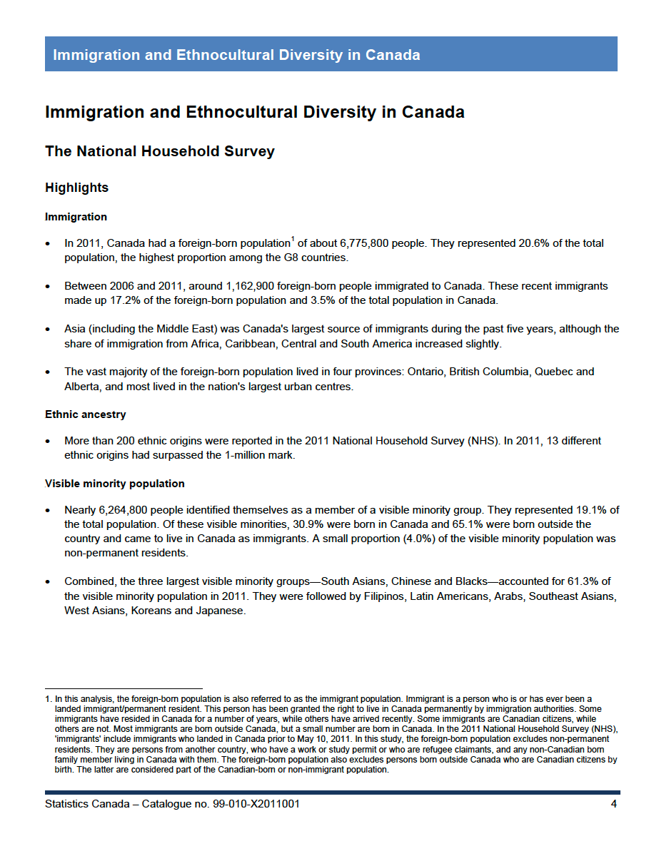 Immigration and Ethnocultural Diversity in Canada - English version - AfriCan Immigration & Education